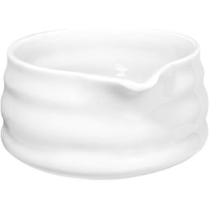 White Matcha Bowl with Spout - Ceramic Chawan Matcha Bowl for Whisking Matcha -Traditional Japanese Macha Bowl Handmade (1 Pcs)