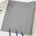 2 x CALFOVERA 54 x 12 Inch PU Leather Upholstery Fabric 0.6mm Thick Soft Gray Microfiber Leather Sheet Big Lychee Grain Waterproof Synthetic Vinyl Roll for DIY Sewings Sofa Handbag Hair Bows Decorations