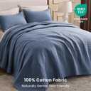 Love's cabin Queen Size Cotton Quilt Set, 100% Cotton Fabric Striped Textured Coverlet with Crinkled Look, Lightweight Quilted Bedspread for All Season, Includes 2 Pillow Shams, Bluish Grey | Lightweight, Queen(90"x96"）
