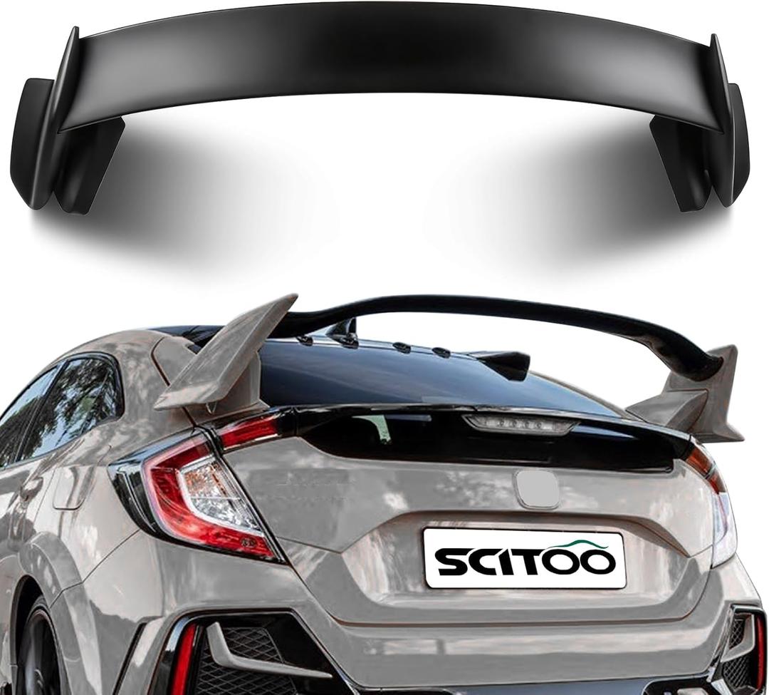 SCITOO Spoiler Wing Fits for 2016-2021 for Honda Civic Hatchback Matte Black Type-R Style Rear Trunk Spoiler Wing