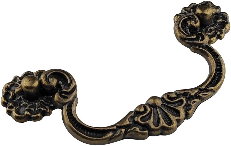 10-Pack 4" C-C Vintage Style Bail Drawer Pull Drop Swing Handles Dresser Pulls Cabinet Knob Antique Bronze Bail Pull 4" Centers Vintage Style (10,Holes Center to Center: 4")