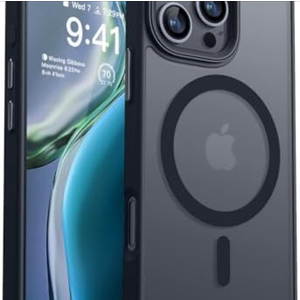 CANSHN Magnetic Compatible with iPhone 16 Pro Max Case [Compatible with Magsafe] [Translucent Matte] Slim Thin Shockproof Protective Bumper Phone Case Cover 6.9 Inch - Black