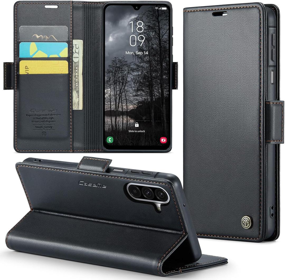 for Samsung Galaxy A26 5G Case, Premium PU Leather Wallet Case Flip Cover with [RFID Blocking][Card Holder][Stand Function] Shockproof Protective for Samsung Galaxy A26, Black