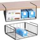 SUFAUY 2-Pack Under Shelf Basket, Under Cabinet Storage Hanging Shelf for Pantry Closet, Black
