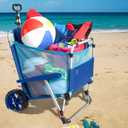 Mac Sports Beach Day Foldable Chaise Lounge Chair with Integrated Wagon Pull Cart Combination and Heavy Wheels - Perfect for Beach, Backyard, Pool or Picnic
