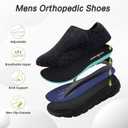 Men's Orthopedic Diabetic Extra Wide Walking Loafers: Lightweight Adjustable Fit Plantar Fasciitis Hammer Toes Tennis Shoes, Comfortable Casual Arch Support Outside Leather Dress Shoes Black Size 9