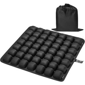 Inflatable Seat Cushion, Airplane Seat Cushion for Long Flights, Travel Cushion for Pressure Relief, Ergonomic Car Seat Cushion Without Air Pump, Air Cushion Seat for Wheelchair, Travel (Pitch Black)