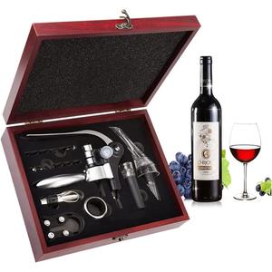 Opener,Bottle Opener, Accessories Areator Opener Kit, Red Corkscrew Set with Wood Case, Gift with Luxury Packaging