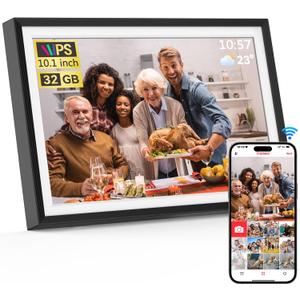 Frameo 10.1 inch Digital Picture Frame, Smart WiFi Digital Photo Frame with 32G Memory, HD Touch Screen, Auto-Rotate, Slideshow, Easy Setup, Share Photos and Videos Anywhere(Black)