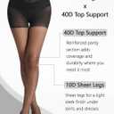 HONENNA Sheer Tights for Women 2 Pairs 10D Ultra Thin Reinforced Tummy Control Top Pantyhose (Black, XL)