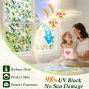 Coavas Stained Glass Window Film 17.5x118.1 Inch, Rainbow Privacy Window Cling Anti UV No Adhesive for Home Bathroom Door, Decorative Yet Provides Priavcy