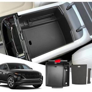 SXCY for 2025 Hyundai Tucson Center Console Organizer for 2025 Hyundai Tucson Accessories (Limited) Console Tray for 2025 Tucson Limited Armrest Storage Console Organizer (Black)
