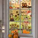 7 x 6 Sheets Fall Window Clings Fall Watercolor Pumpkin Maple Leaves Scarecrow Owl Sunflower Window Stickers for Autumn Thanksgiving Harvest Home Window Decals Decor