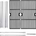 Hiorucet Grill Parts for Charbroil Performance 2 Burner 463625219 463625217 463673519 463673617 G470-0002-W1 18'' Cast Iron Grill Grates Heat Plates Burners Crossover Tubes for Char Broil Grill Parts