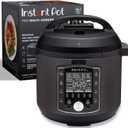 Instant Pot Pro 10-in-1 Pressure Cooker, Slow Cooker, Rice/Grain Cooker, Steamer, Saut, Sous Vide, Yogurt Maker, Sterilizer, and Warmer, Includes App With Over 800 Recipes, Black, 6 Quart (6 Quarts)
