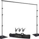 SLOW DOLPHIN Heavy Duty Backdrop Stand10ft x 8.5ft Adjustable Background Support System Kit with Steel Base for Photography, Photo Backdrop Stand for Parties Birthday, Photo Booth Video Studio