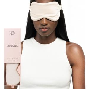 Clementine Mulberry Silk Sleep Mask | Full Blackout Contoured Eye Mask for Sleeping | Organic & Non-Toxic | Oversized Night Blindfold | Hypoallergenic & Frizz-Free Eye Cover for Deep Sleep (Champagne Sunset)
