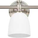 Bathroom Vanity Light, 3-Light Bathroom Light Fixtures Over Mirror, Traditional Vanity Lights for Living Room, Milk White Bell Glass Shades, Standard E26 Base, Brushed Nickel