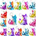 50 Packs Bulk Cat animal Backpack Mini Pop Rainbow Keychain fidgets Bubble Toys for Kids Children Classroom Students gifts from Teacher, Birthday Party Favors