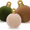 Jenaai 3 Pcs Giant Velvet Christmas Inflatable Ball Ornament Large PVC Christmas Inflatable Balls 3 Size 24" 20" 18" Xmas Hanging Ornaments Outdoor Decor for Lawn Porch Yard(Classic)