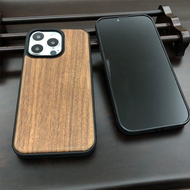 Premium Wooden Case for iPhone 16/16 Plus / 16 Pro / 16 Pro Max  Natural Walnut Wood & Shockproof TPU Edge | Sleek, Durable, Eco-Friendly Protective Cover (iPhone 16 Pro)