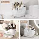Makeup Organizer for Vanity, Large Capacity Skincare Cosmetic Organizer Countertop with 2 Drawers, Cosmetic Display Cases Makeup Storage Box for Bedroom, Bathroom, Ideal Gifts for Women(White)