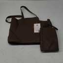 LOVEVOOK Laptop Tote Bag for Women - 15.6 Inch Faux Leather Work Tote Bag For women with Clutch, Large Capacity Office Purse for Casual Business Travel, Coffee