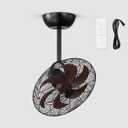 LEDIARY Wall Mount Fan with Remote 16 Inch Small Ceiling Fans with Plug in Cord, 6 Speed, Adjustable Tilt, Wall Mounted Fan Indoor Tabletop for Garage Shop Corner-Walnut