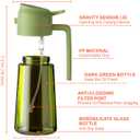 CXINYI - 16oz/470ml Olive Oil Dispenser for Kitchen with Stickers - 2 in 1 Olive Oil Sprayer for Cooking, Air Fryer, and Salad, Black&Green (Light-Proof Kitchen Gadget)
