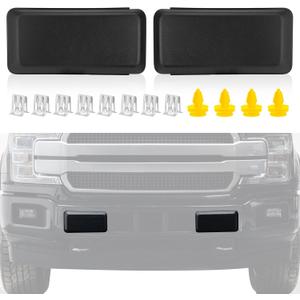 F150 Front Bumper Guard Pad Cover Compatible with Ford F-150 2018 2019 2020, Replace# JL3Z17E810AB, Front Left Driver & Right Passenger Side Inserts End Caps, 2Pcs Black