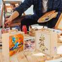 4 PCS Wood Boxes for Crafts, 7.68 x 7.68 x 3.35 Inch Wooden Box with Sliding Lid, Unfinished Wood Box with Handle for Party, DIY, Birthday