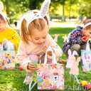 PARSUP 24PCS Happy Easter Egg Hunt Bags, Assorted Sizes, Easter Bunny Carrot Chick Egg Treat Bag with Handles, Non-Woven Gifts Wrapping, Egg Hunt, Spring Party Supplies