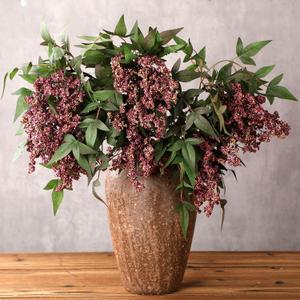 Zeyune 3 Pcs Artificial Dusty Plum Berry Stem Spring Faux Flowers Picks Branches Fake Realistic Sedum Stem Spray for Wedding Holiday Seasonal Farmhouse Mantel Harvest DIY Home Decorations(35 Inch)