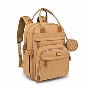 BabbleRoo Diaper Bag Backpack - Baby Essentials Travel Tote - Multi function Water Resistant Diaper Bag, Travel Essentials Baby Bag with Changing Pad, Stroller Straps & Pacifier Case - Unisex, Beige | Multi function, Waterproof, Diaper Bag, with Changing Pad