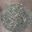 4ft Round Washable Area Rugs for Living Room, Vintage Boho Large Rug for Bedroom Dining Room Office, Distressed Floral Print Carpet for Under Table, Soft Non Slip Low Pile Throw Indoor Mat, Green