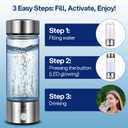 AQUSOFT 14.2 oz/420ml Portable Hydrogen Water Bottle with SPE-PEM Technology Type-C USB Rechargeable Hydrogen Water in 3 Minutes | Borosilicate Glass Hydrogen Water Ionizer Cup | 2-in-1 Usage Modes