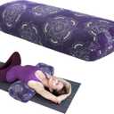 MABOZOO Yoga Bolster Pillow, Rectangular Yoga Bolster for Restorative & Meditation, Professional Meditation Cushion with Carry Handle (25 inch, Purple)