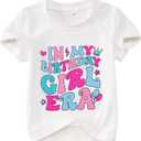 IZYJOY Birthday Girl Shirts Toddler Baby Girls Funny in My Era Letter Graphic T-Shirt Cute Short Sleeve Party Tee Tops 1-6T (5-6 Years)