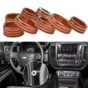 Switch Button AC Radio Light Trim Center Console Knob Covers for Chevy Silverado & GMC Sierra Accessories 2014 2015 2016 2017 2018 Air Conditioner Control Decoration (Aluminum Alloy, Orange)