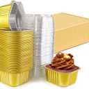 14 oz Mini Cake Pans with Lids, Square Muffin Pans, Multi-purpose Aluminum Baking Cups, Premium Dessert Cups, Creme Brulee Ramekins Oven Safe, 60 Pack