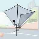 Basketball Hoop Outdoor Net Catcher Return System, 180 Rotatable Basketball Rebounder for Court Inside Training Camp, Shooting Practice Attachment Easy to Set Up (Black)