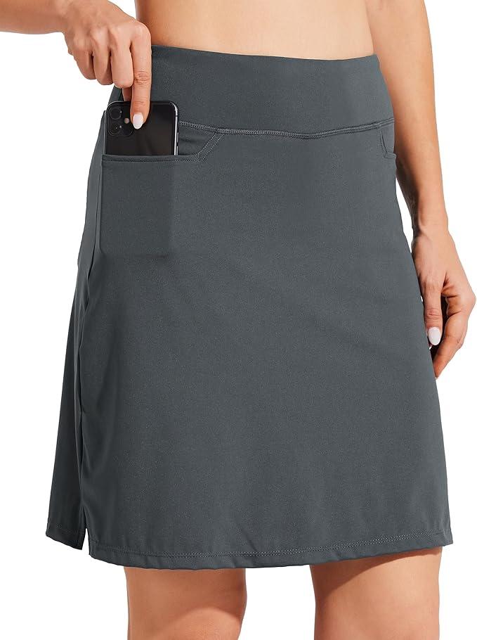 Willit Women's 19" Skort Skirt Tennis Golf Athletic Skirt Knee Length Casual Lightweight Skort with Pockets (X-Large, Steel Gray)