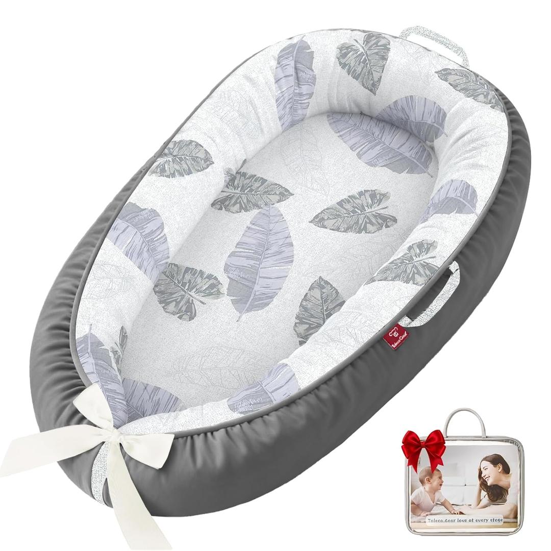 Baby Lounger - 100% Cotton Breathable Infant Lounger for Newborn, Portable Baby Nest for Home and Travel, Waterproof Lining, Newborn Babies Essentials Gifts