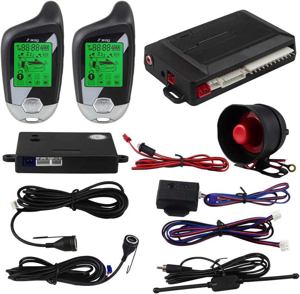 EASYGUARD EC203 Universal Version 2 Way car Alarm System with keyless Entry & LCD Pager Display, ultrasonic Sensor & Shock Sensor DC12V
