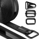 Heavy Duty Anti Slip Cinch Straps with 22 Metal Buckles, 1.18" x 16' Black Nylon Hook and Loop Straps, Reusable Utility Straps for Cable Management, Garage Organization and Outdoor Use