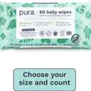 Pura Natural Sensitive Baby Wipes, 99% Water, Unscented & Hypoallergenic, Suitable for Sensitive & Eczema-prone Skin, Hypoallergenic, EWG Verified, 10 Pack of 60 Wet Wipes (600 Diaper Wipes) Bulk Buy