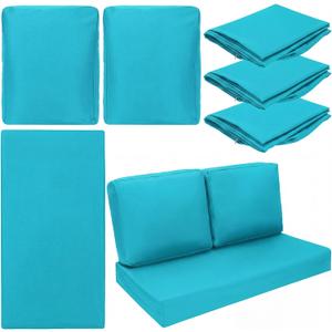 Wenqik 3 Pcs Waterproof Cushion Covers(Not Includes Cushion)48'' x 24'' Outdoor Patio Furniture Seat Covers Fade Resistant Replacement Slipcover with Zipper for Outside Couch Swing Sofa (Peacock Blue)