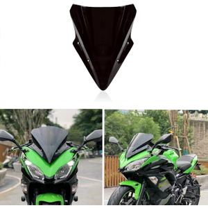 Windshield Windscreen Double Bubble for 650 ER6F 2017 2018 2019 (Black)