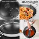 Wok Pan with Lid,12.6 inch Hybrid Woks & Stir-fry Pans Nonstick Stainless Steel Cookware, Cooking Wok for Induction Cooktop, Double Coated Honeycomb Pan
