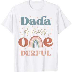 Dada of Miss Onederful Boho Rainbow Daughter First Birthday T-Shirt M